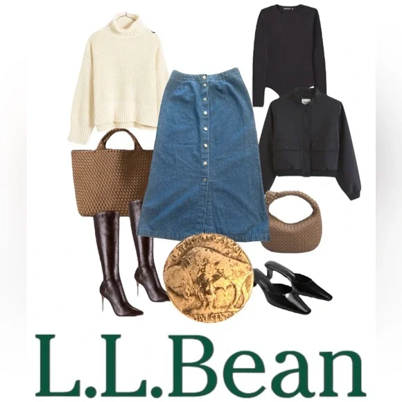 LL Bean Denim Maxi Skirt Size 8 Buffalo Silver Button Down Western Conservative - Picture 2 of 6